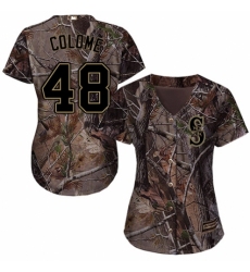 Women's Majestic Seattle Mariners #48 Alex Colome Authentic Camo Realtree Collection Flex Base MLB Jersey