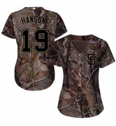Women's Majestic San Francisco Giants #19 Alen Hanson Authentic Camo Realtree Collection Flex Base MLB Jersey