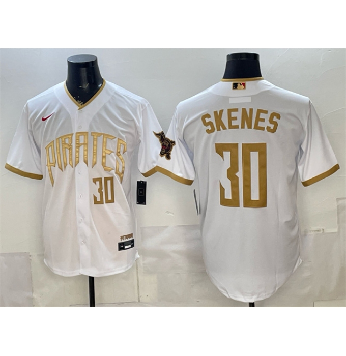 Men's Pittsburgh Pirates #30 Paul Skenes White 2026 City Connect Stadium Stitched Baseball Jersey