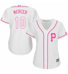 Women's Majestic Pittsburgh Pirates #10 Jordy Mercer Authentic White Fashion Cool Base MLB Jersey