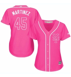 Women's Majestic New York Mets #45 Pedro Martinez Authentic Pink Fashion Cool Base MLB Jersey