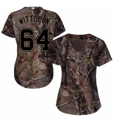 Women's Majestic Miami Marlins #64 Nick Wittgren Authentic Camo Realtree Collection Flex Base MLB Jersey