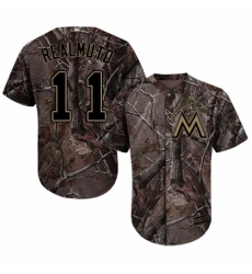 Youth Majestic Miami Marlins #11 J. T. Realmuto Authentic Camo Realtree Collection Flex Base MLB Jersey