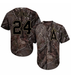 Men's Majestic Los Angeles Angels of Anaheim #24 Chris Young Authentic Camo Realtree Collection Flex Base MLB Jersey