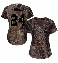 Women's Majestic Los Angeles Angels of Anaheim #24 Chris Young Authentic Camo Realtree Collection Flex Base MLB Jersey