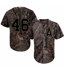 Youth Majestic Los Angeles Angels of Anaheim #46 Blake Wood Authentic Camo Realtree Collection Flex Base MLB Jersey