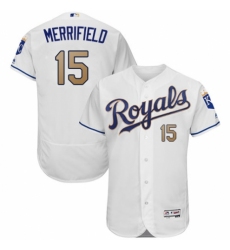 Men's Majestic Kansas City Royals #15 Whit Merrifield White Flexbase Authentic Collection MLB Jersey
