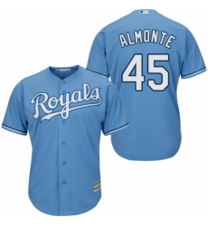 Youth Majestic Kansas City Royals #45 Abraham Almonte Replica Light Blue Alternate 1 Cool Base MLB Jersey