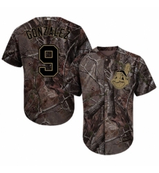 Youth Majestic Cleveland Indians #9 Erik Gonzalez Authentic Camo Realtree Collection Flex Base MLB Jersey