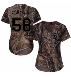 Women's Majestic Chicago White Sox #58 Miguel Gonzalez Authentic Camo Realtree Collection Flex Base MLB Jersey