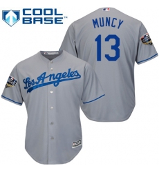 Youth Majestic Los Angeles Dodgers #13 Max Muncy Authentic Grey Road Cool Base 2018 World Series MLB Jersey