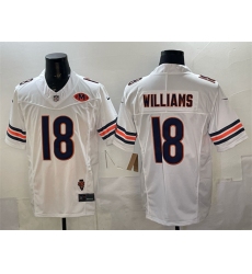 Men's Chicago Bears #18 Caleb Williams White F.U.S.E. With Illinois and VMH Stitched Football Jersey