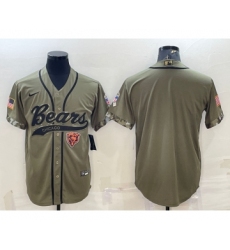 Men's Chicago Bears Blank Olive Salute to Service Cool Base Stitched Baseball Jersey