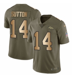 Men's Nike Denver Broncos #14 Courtland Sutton Limited Olive/Gold 2017 Salute to Service NFL Jersey