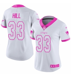 Women's Nike New England Patriots #33 Jeremy Hill Limited White/Pink Rush Fashion NFL Jersey