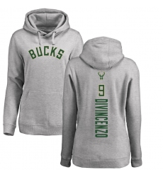 NBA Women's Nike Milwaukee Bucks #9 Donte DiVincenzo Ash Backer Pullover Hoodie