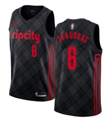Youth Nike Portland Trail Blazers #6 Nik Stauskas Swingman Black NBA Jersey - City Edition