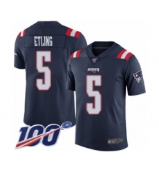 Men's New England Patriots #5 Danny Etling Limited Navy Blue Rush Vapor Untouchable 100th Season Football Jersey