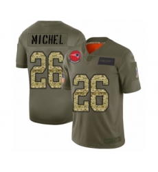 Men's New England Patriots #26 Sony Michel Limited Olive Camo 2019 Salute to Service Football Jersey