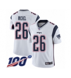 Men's New England Patriots #26 Sony Michel White Vapor Untouchable Limited Player 100th Season Football Jersey
