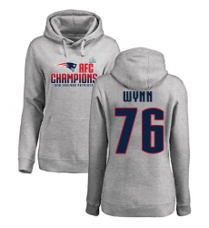 Women's Nike New England Patriots #76 Isaiah Wynn Heather Gray 2017 AFC Champions Pullover Hoodie