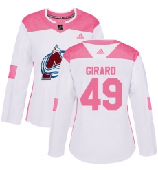 Women's Adidas Colorado Avalanche #49 Samuel Girard Authentic White Pink Fashion NHL Jersey