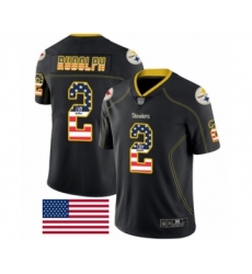 Men's Pittsburgh Steelers #2 Mason Rudolph Limited Black Rush USA Flag Football Jersey