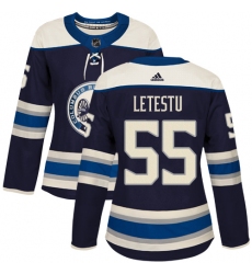 Women's Adidas Columbus Blue Jackets #55 Mark Letestu Authentic Navy Blue Alternate NHL Jersey