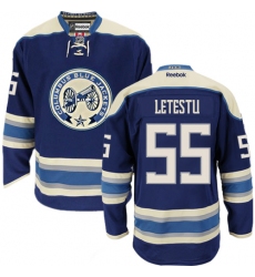 Youth Reebok Columbus Blue Jackets #55 Mark Letestu Authentic Navy Blue Third NHL Jersey