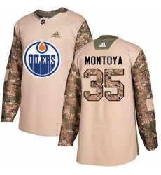 Men's Adidas Edmonton Oilers #35 Al Montoya Authentic Camo Veterans Day Practice NHL Jersey