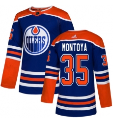 Men's Adidas Edmonton Oilers #35 Al Montoya Premier Royal Blue Alternate NHL Jersey
