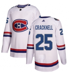 Men's Adidas Montreal Canadiens #25 Adam Cracknell Authentic White 2017 100 Classic NHL Jersey
