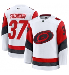 Men's Carolina Hurricanes #37 Andrei Svechnikov White 2025 Away Stitched Hockey Jersey