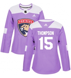 Women's Adidas Florida Panthers #15 Paul Thompson Authentic Purple Fights Cancer Practice NHL Jersey