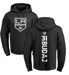 NHL Adidas Los Angeles Kings #31 Peter Budaj Black Backer Pullover Hoodie