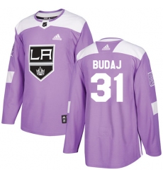 Youth Adidas Los Angeles Kings #31 Peter Budaj Authentic Purple Fights Cancer Practice NHL Jersey