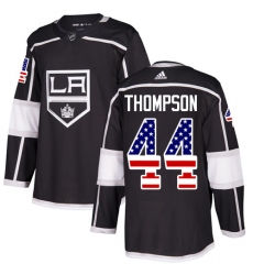 Youth Adidas Los Angeles Kings #44 Nate Thompson Authentic Black USA Flag Fashion NHL Jersey
