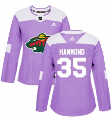 Women's Adidas Minnesota Wild #35 Andrew Hammond Authentic Purple Fights Cancer Practice NHL Jersey