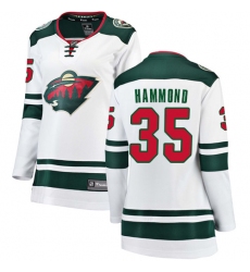 Women's Minnesota Wild #35 Andrew Hammond Authentic White Away Fanatics Branded Breakaway NHL Jersey