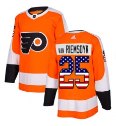 Men's Adidas Philadelphia Flyers #25 James Van Riemsdyk Authentic Orange USA Flag Fashion NHL Jersey