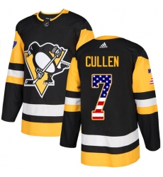 Men's Adidas Pittsburgh Penguins #7 Matt Cullen Authentic Black USA Flag Fashion NHL Jersey