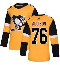 Youth Adidas Pittsburgh Penguins #76 Calen Addison Authentic Gold Alternate NHL Jersey