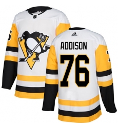 Youth Adidas Pittsburgh Penguins #76 Calen Addison Authentic White Away NHL Jersey