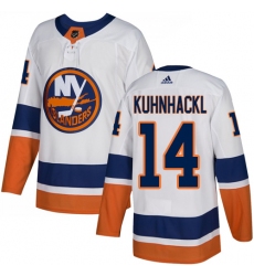 Men's Adidas New York Islanders #14 Tom Kuhnhackl Authentic White Away NHL Jersey