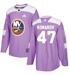 Men's Adidas New York Islanders #47 Leo Komarov Authentic Purple Fights Cancer Practice NHL Jersey