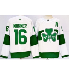 Men's Toronto Maple Leafs #16 Mitch Marner White St Patricks Authentic Jersey