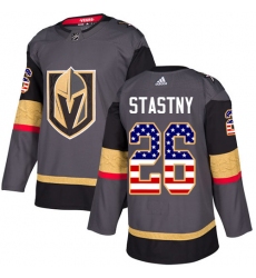 Men's Adidas Vegas Golden Knights #26 Paul Stastny Authentic Gray USA Flag Fashion NHL Jersey