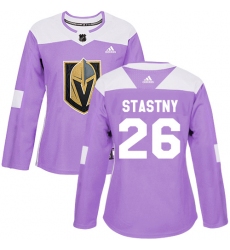 Women's Adidas Vegas Golden Knights #26 Paul Stastny Authentic Purple Fights Cancer Practice NHL Jersey