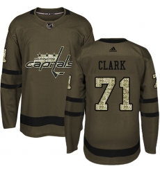 Men's Adidas Washington Capitals #71 Kody Clark Premier Green Salute to Service NHL Jersey