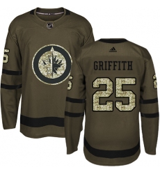 Men's Adidas Winnipeg Jets #25 Seth Griffith Premier Green Salute to Service NHL Jersey